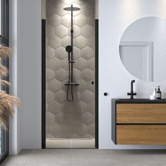 Sealskin Draaideur Hooked - 100x200cm - 6mm Helder Veiligheidsglas - Mat Zwart