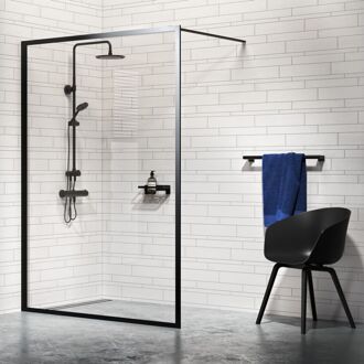 Sealskin get wet Contour inloop douche type A3 118 cm breed, 200 cm hoog, zwart, 6 mm helder veiligheidsglas