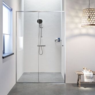 Sealskin get wet Contour schuifdeur voor nis 140 cm, 200 cm hoog, RVS, 6 mm helder veiligheidsglas