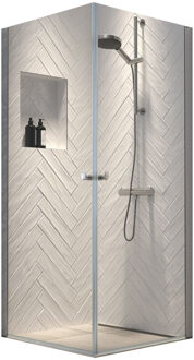 Sealskin get wet Hooked douchecabine 100x100cm met hoekinstap 6mm veiligheidsglas zilver hoogglans