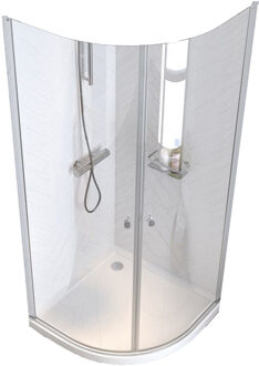 Sealskin get wet Hooked kwartronde douchecabine 100x100cm 6mm veiligheidsglas zilver hoogglans