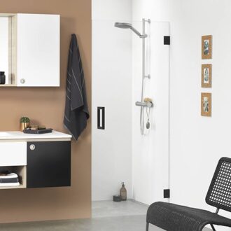 Sealskin I AM Draaideur 100x200 voor nis mat zwart 8mm helderveiligheidsglas met antikalk