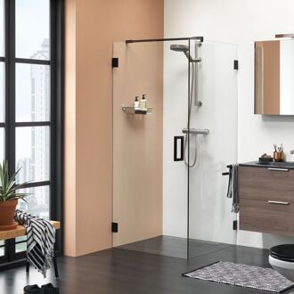 Sealskin I AM Draaideur 100x200cm voor zijwand mat zwart 8mm helderveiligheidsglas met antikalk