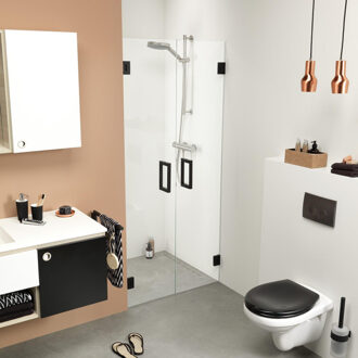 Sealskin I AM Pendeldeuren 80x200cm Mat zwart 8mm helder glas met antikalk CIK300806195100 Zwart mat