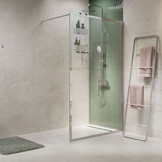 Sealskin Inloopdouche Contour A3 - Zilver Hoogglans - 138x200cm - 6mm Helder Veiligheidsglas