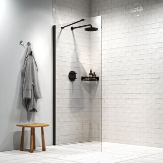 Sealskin Inloopdouche Hooked Type A3 75x200 cm, 6 mm Helder Veiligheidsglas met Antikalklaag Mat Zwart