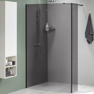 Sealskin Inloopdouche + Korte Zijwand Mix & Match 138+30 X 200cm - Zwart Profiel - 8 Mm Rookglas