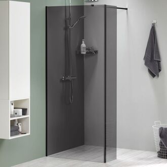Sealskin Inloopdouche + Korte Zijwand Mix & Match 98+30 X 200cm - Zwart Profiel - 8 Mm Rookglas