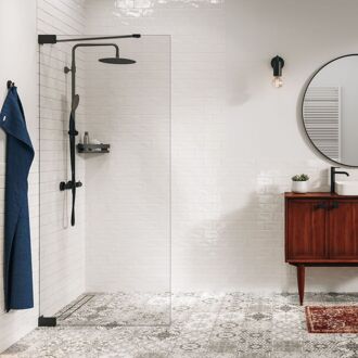 Sealskin Inloopdouche Pure A3 100x200cm - Mat Zwart Profiel - 8 Mm Helder Glas