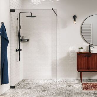 Sealskin Inloopdouche Pure A3 118x200cm - Mat Zwart Profiel - 8 Mm Helder Glas