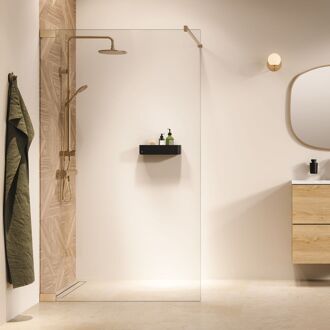 Sealskin Inloopdouche Pure A3 120x200cm - Geborsteld Goud Profiel - 8 Mm Helder Glas