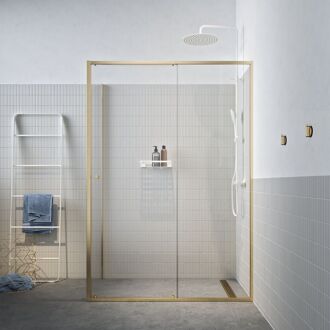 Sealskin Schuifdeur Contour met Zijwand 120x90x200 cm, 6 mm Helder Veiligheidsglas met Antikalklaag Goud Geborsteld