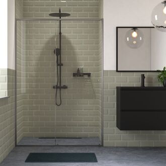 Sealskin Schuifdeur Contour Voor Nis 140x200 cm, 6 mm Helder Veiligheidsglas met Antikalklaag Mat Grijs