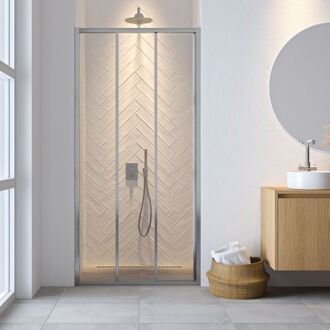 Sealskin Schuifdeur Driedelig Hooked 95x200 cm 6 mm Helder Glas Antikalk Zilver