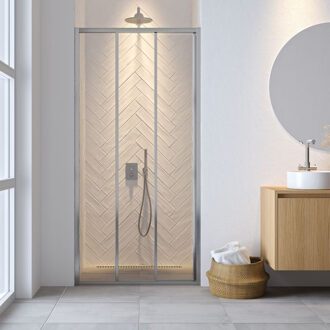 Sealskin Schuifdeur Driedelig Hooked 95x200 cm 6 mm Helder Glas Antikalk Zilver