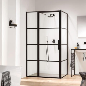 Sealskin Soho zijwand voor combinatie met een draaideur 90x210cm met zwart profiel en helder glas