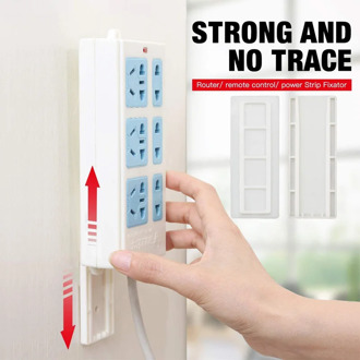 Seamless Punch Free Plug Sticker Holder Wall Stickers Strip Power Strip Socket Fixed Storage Shelf Stand Holder Plug Hook