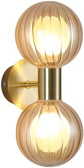 Searchlight Badkamer wandlamp Lumisphere, crème/messing, hoogte 28 cm, 2-lamps. messing, crème