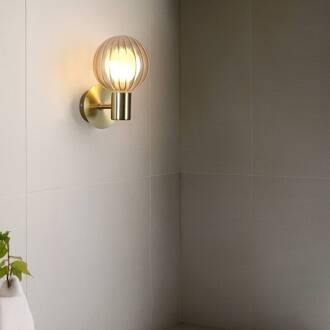 Searchlight Badkamer wandlamp Lumisphere, crème-/messingkleurig, hoogte 12 cm messing, crème