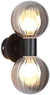 Searchlight Badkamer wandlamp Lumisphere, zwart/rookgrijs Hoogte 28 cm 2-lamps zwart, rookgrijs