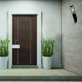 Searchlight Batton buitenwandlamp, IP44, zwart, metaal, E27 zwart, rookgrijs