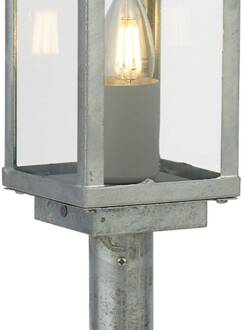 Searchlight Box II sokkellamp, 50 cm hoog, zilver/helder, glas, IP44 zilver, helder