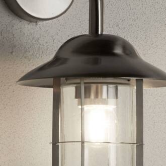 Searchlight Buitenwandlamp Toronto, IP44, zilver, staal, glas, E27 zilver gesatineerd, helder