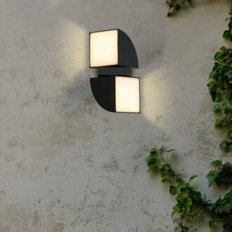 Searchlight Dakota LED buiten wandlamp, zwart, hoogte 21 cm, 2-lamps uitvoering zwart, wit