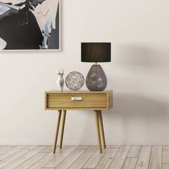 Searchlight Devon tafellamp, zwart/rookgrijs Hoogte 44,5 cm textiel/glas zwart, rokerig grijs-transparant