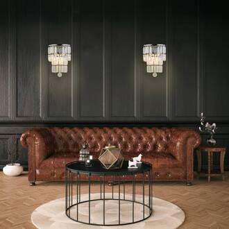 Searchlight Empire wandlamp, chroom/helder kristal, staal, IP44 chroom, helder