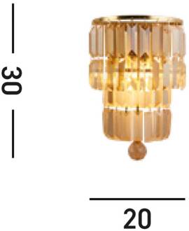 Searchlight Empire wandlamp, messing/amber, kristalglas, staal, IP44 messing, barnsteen
