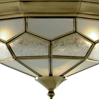 Searchlight Fraaie plafondlamp FRIDA met glazen inzetstukken transparant, oudmessing