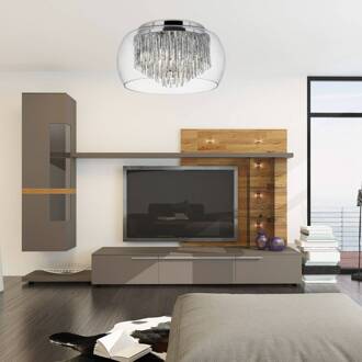 Searchlight Glas-plafondlamp Curva met alu-spiralen helder, chroom, alu