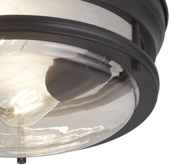 Searchlight Glasgow plafondlamp met glazen kap, IP44 zwart zwart, helder