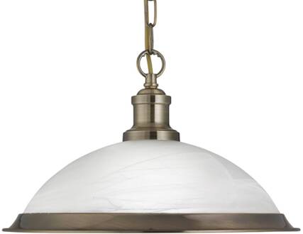 Searchlight Glazen hanglamp Bistro in glanzend goud antiek messing, wit