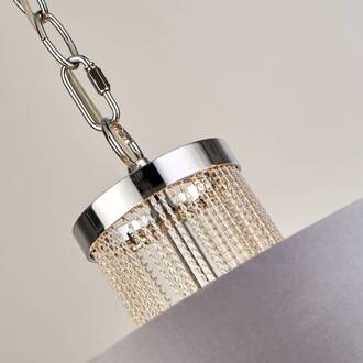Searchlight Hanglamp Alina, grijs, metaal, Ø 40 cm, E14 chroom, zilver