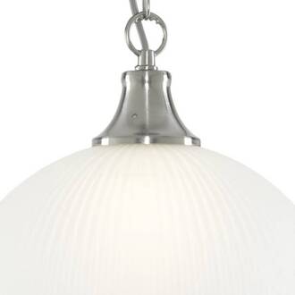 Searchlight Hanglamp American Diner zilver satijn 1-lamp zilver gesatineerd, opaalwit