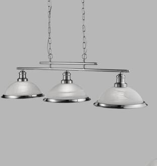 Searchlight Hanglamp Bistro, 3-lamps, zilver gesatineerd zilver, wit