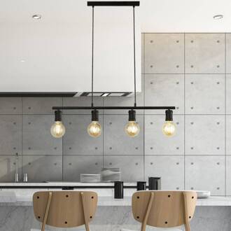 Searchlight Hanglamp Dance, 4-lamps, zwart, metaal, E27, 80 cm lang