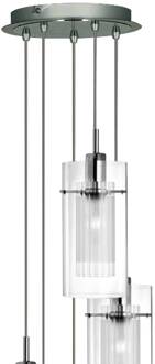 Searchlight Hanglamp Duo 1 rond, 5-lamps chroom, helder, mat