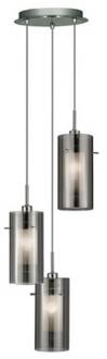 Searchlight Hanglamp Duo 2 rookglas/chroom rond 3-lamps chroom, rookgrijs