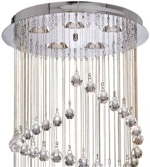 Searchlight Hanglamp Hallway met glaskristalbezetting, 80 cm chroom, helder