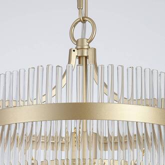 Searchlight Hanglamp Lara, Ø 26 cm, goudkleurig/helder, glas/metaal helder, goudkleurig