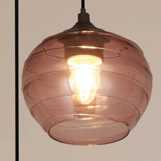 Searchlight Hanglamp Ojay, pruim/zwart, glas, 3-lamps, E27 pruim, zwart