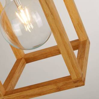 Searchlight Hanglamp Square van hout, 1-lamp licht hout, zwart