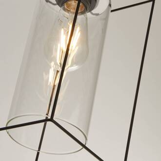 Searchlight Hanglamp Vesperon, transparant, glas, 3-lamps, 75 cm helder, zwart