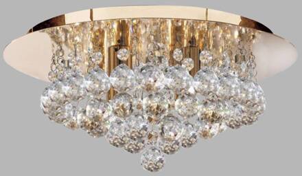 Searchlight Hanna plafondlamp met kristallen bollen, 35 cm goud goud, heldere kristallen