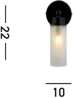 Searchlight Imperial wandlamp, zwart, 1-lamp, staal, glas, IP44 zwart, wit