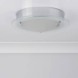 Searchlight JUNA - badkamerplafondlamp met glazen rand wit, transparant, chroom