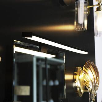 Searchlight Kos LED spiegellamp, breedte 40 cm, zwart aluminium IP44 zwart, wit